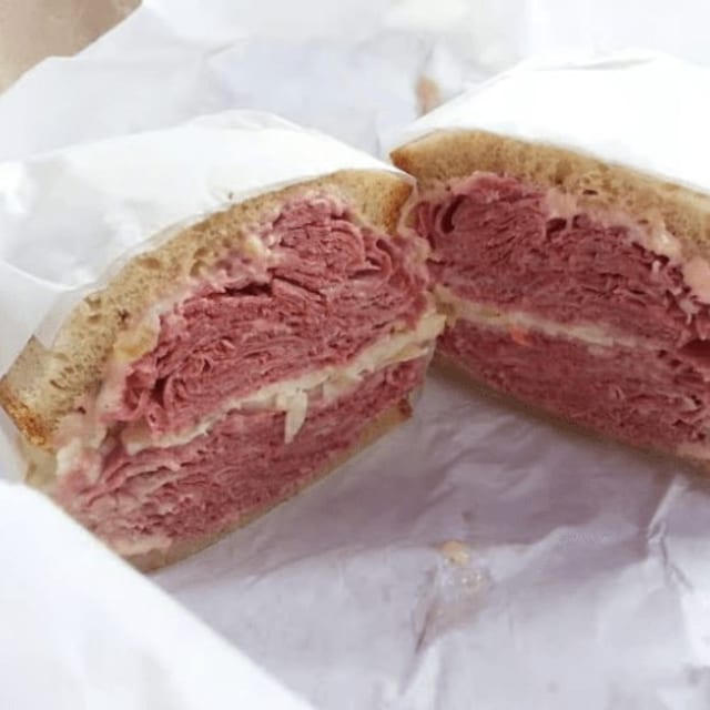 Hot Corned Beef Sandwich.