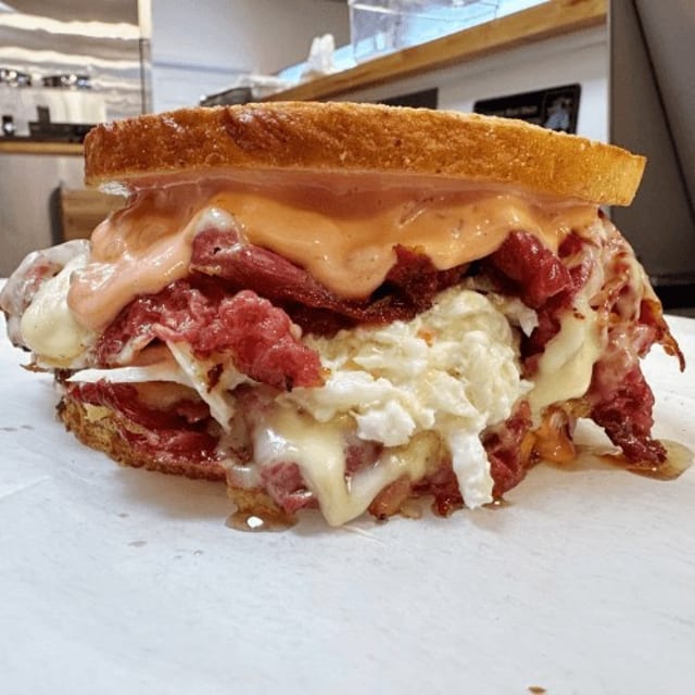 Hot Pastrami Special Sandwich.