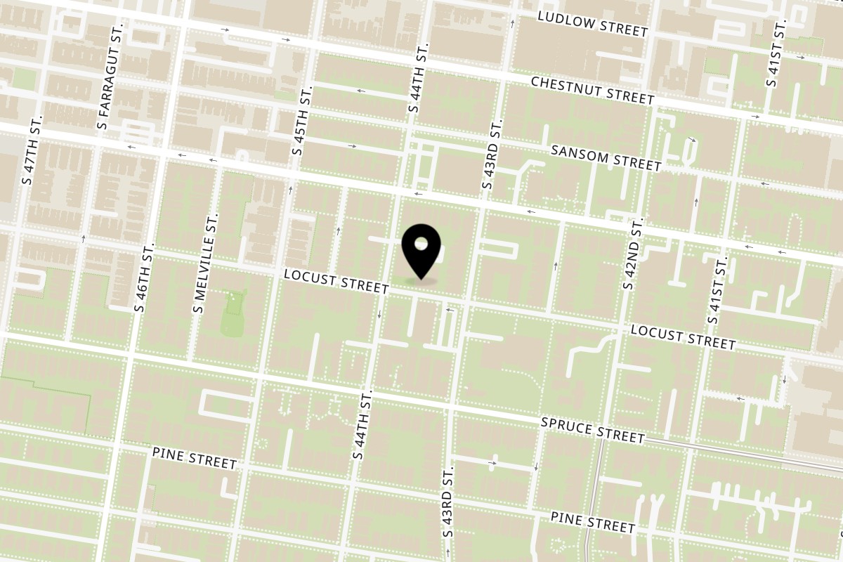 Map showing the location of Koch's Deli Philadelphia on 4309 Locust St in Philadelphia